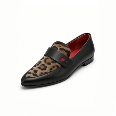 MOCASSINO BLACK CON CAVALLINO GRIGIO LEOPARD