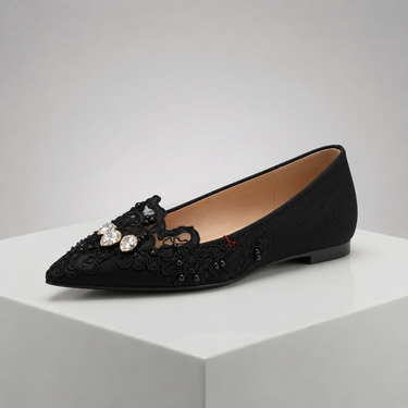 BALLERINA NERA GIOIELLO CON PIZZO FRANCESE