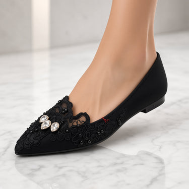 BALLERINA NERA GIOIELLO CON PIZZO FRANCESE
