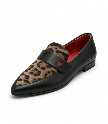 MOCASSINO BLACK CON CAVALLINO GRIGIO LEOPARD