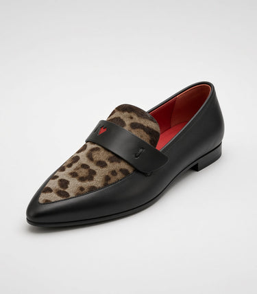 MOCASSINO BLACK CON CAVALLINO GRIGIO LEOPARD